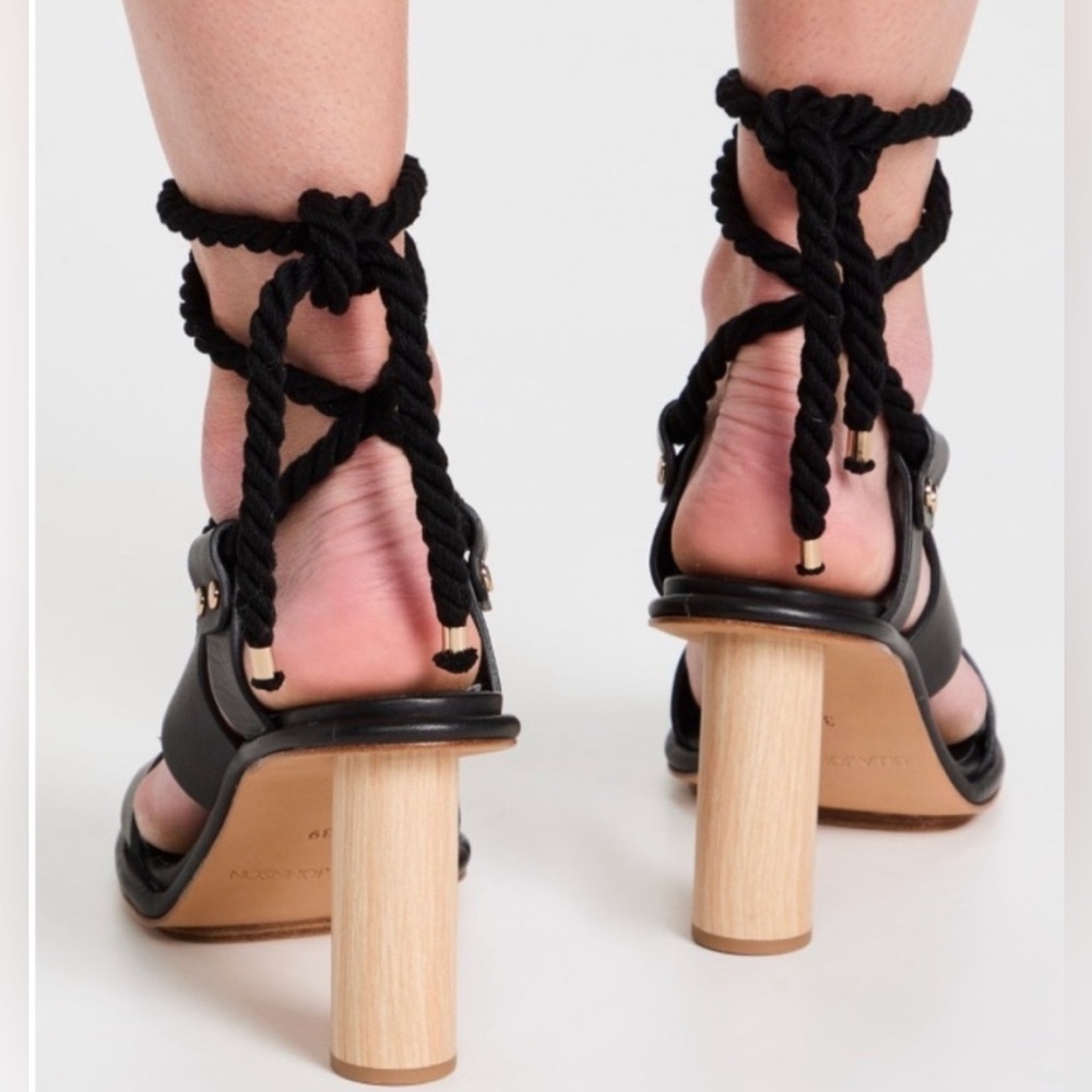NEW Ulla Johnson Elvie Rope High Strappy Heel Sandal in Noir Size 38 US 7.5 - Picture 3 of 15